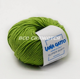 Пряжа Lana  Gatto  Super  Soft 13277 (яблочно-зеленый)