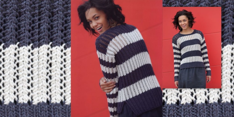 Вязаный двухцветный свитер